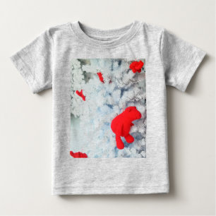 Camiseta De Bebé Oso de peluche rojo en árbol de Navidad