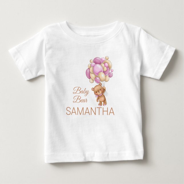Camiseta De Bebé oso de peluche rosa (Anverso)