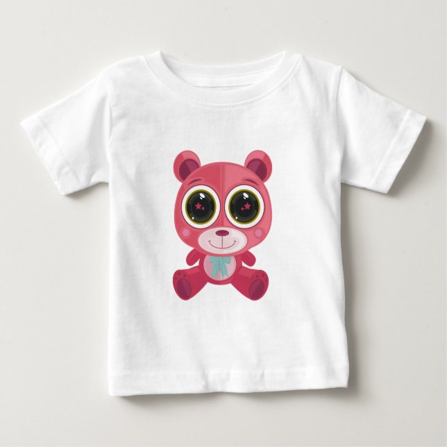 Camiseta De Bebé Oso de peluche - Rosa de ojos de estrella (Anverso)