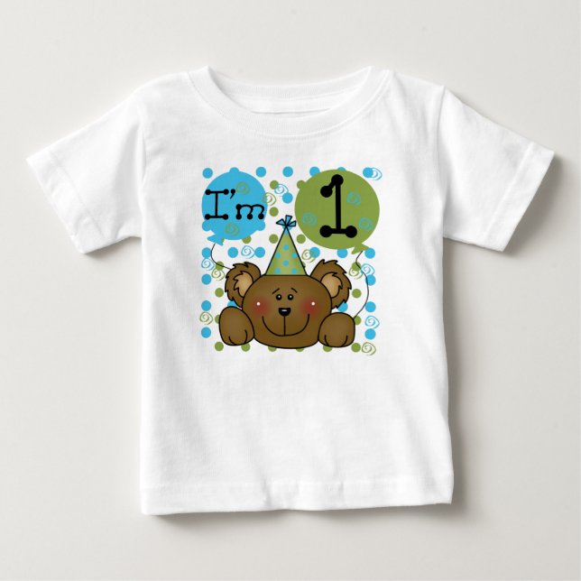 Camiseta De Bebé Oso de peluche soy un primer cumpleaños (Anverso)