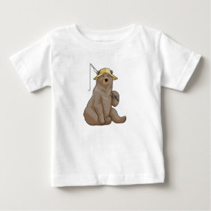 Camiseta De Bebé Oso de pescar con barra de pesca