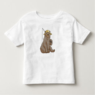 Camiseta De Bebé Oso de pescar con barra de pesca