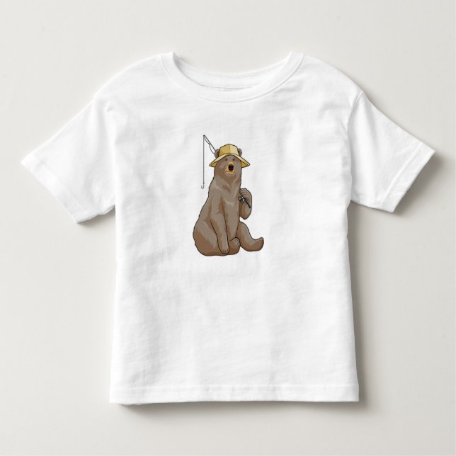 Camiseta De Bebé Oso de pescar con barra de pesca (Anverso)