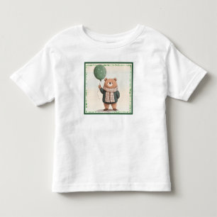 Camiseta De Bebé Oso de sudadera verde con funda de cartón tostado