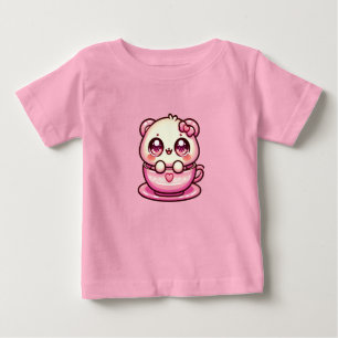 Camiseta De Bebé Oso de Teddy Kawaii en una copa
