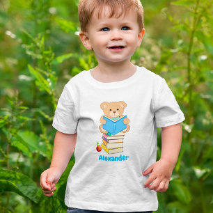 Camiseta De Bebé Oso De Teddy Leyendo Sus Libros Personalizados