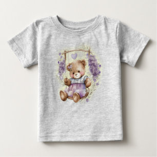 Camiseta De Bebé Oso De Teddy Marrón Vestido De Lavanda