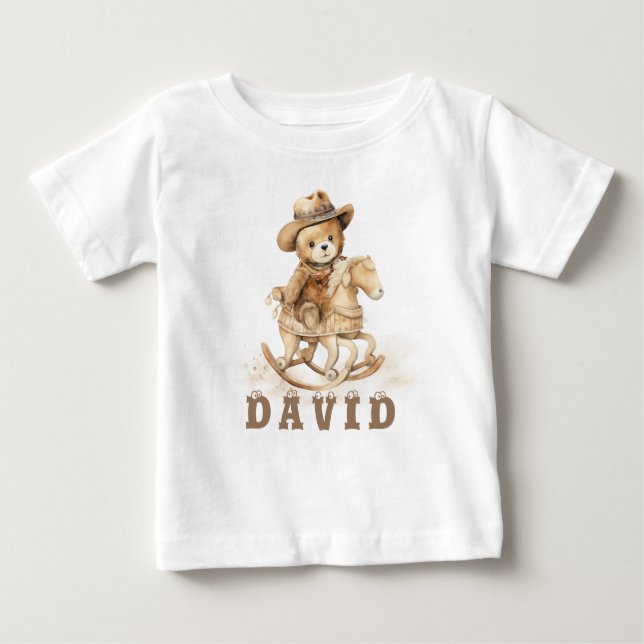 Camiseta De Bebé Oso de vaquero personalizado (Anverso)