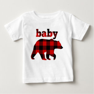 Camiseta De Bebé "Oso del bebé de la tela escocesa del búfalo "