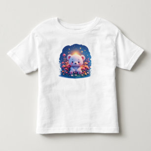 Camiseta De Bebé Oso en bosque colorido con estrellas y hongos