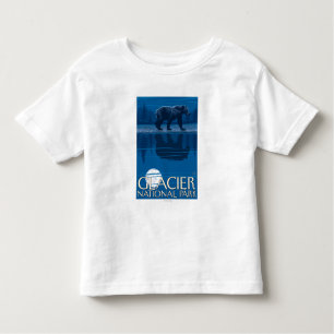 Camiseta De Bebé Oso en claro de luna - Parque Nacional Glacier, TA