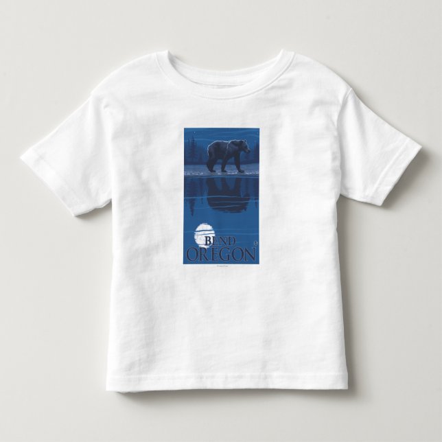 Camiseta De Bebé Oso en el claro de luna - curva, Oregon (Anverso)