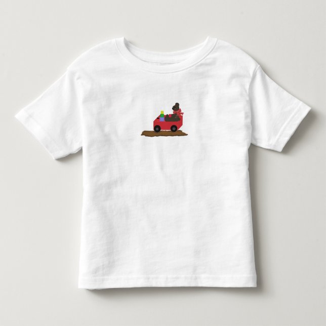 Camiseta De Bebé Oso en el vagón rojo (Anverso)