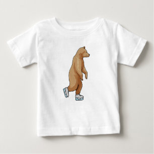 Camiseta De Bebé Oso en patinaje sobre hielo con patines de hielo