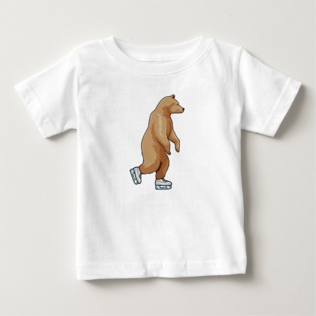 Camiseta De Bebé Oso en patinaje sobre hielo con patines de hielo (Anverso)