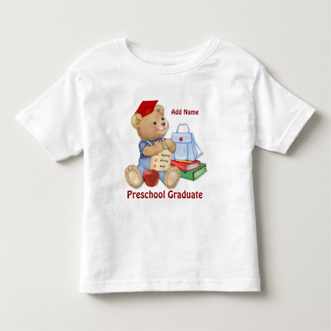 Camiseta De Bebé Oso escolar - Graduado de preescolar (Anverso)