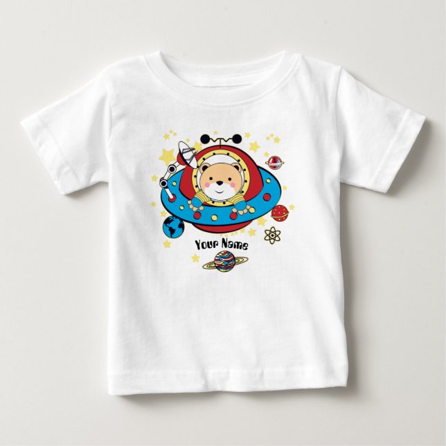 Camiseta De Bebé Oso Espacial de OVNI (Anverso)