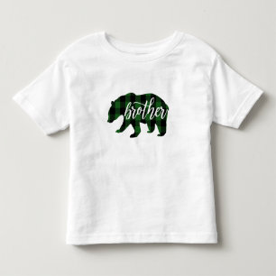 Camiseta De Bebé Oso Hermano Cuadros Verdes