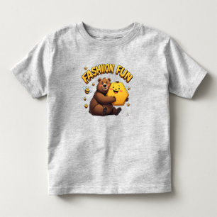 Camiseta De Bebé Oso Lindo Abrazando Panal Amarillo