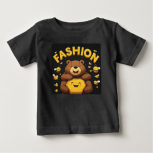 Camiseta De Bebé Oso lindo abrazando panal amarillo