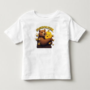 Camiseta De Bebé Oso Lindo Abrazando Panal Amarillo