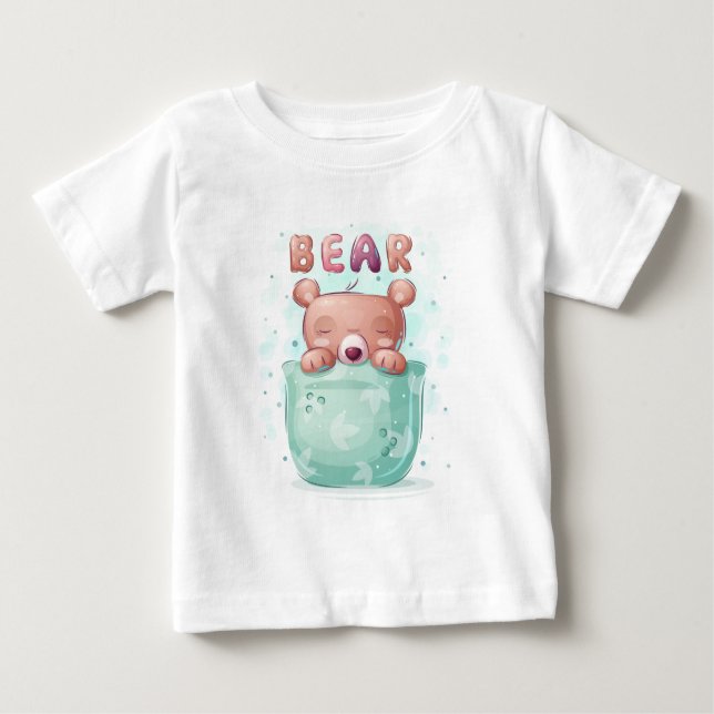 Camiseta De Bebé Oso lindo bañándose (Anverso)