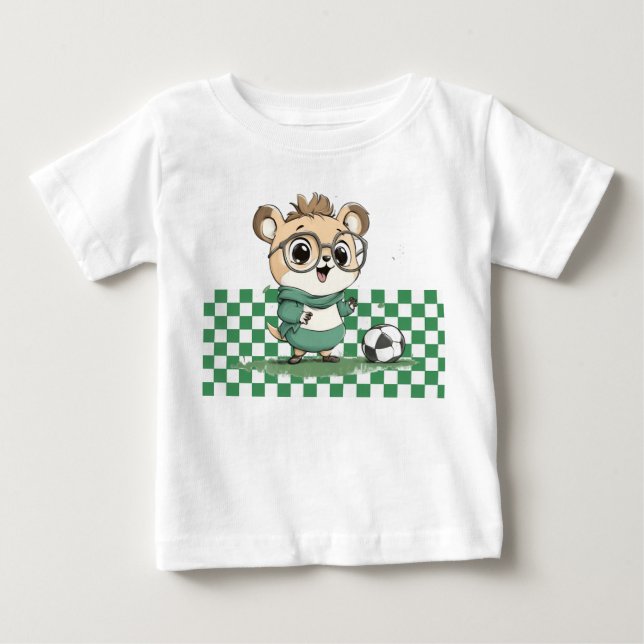 Camiseta De Bebé Oso lindo con bola de fútbol (Anverso)