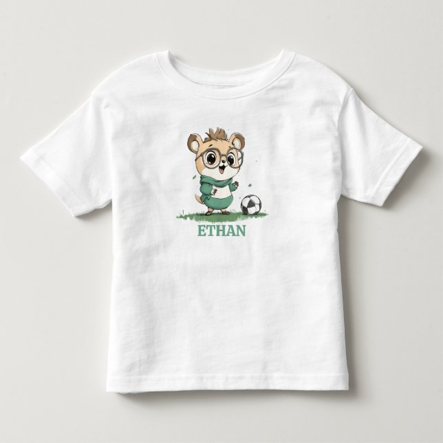 Camiseta De Bebé Oso lindo con bola de fútbol (Anverso)