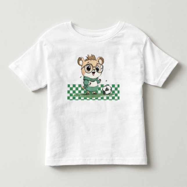 Camiseta De Bebé Oso lindo con bola de fútbol (Anverso)