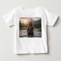Oso lindo en las montañas Camiseta bebé