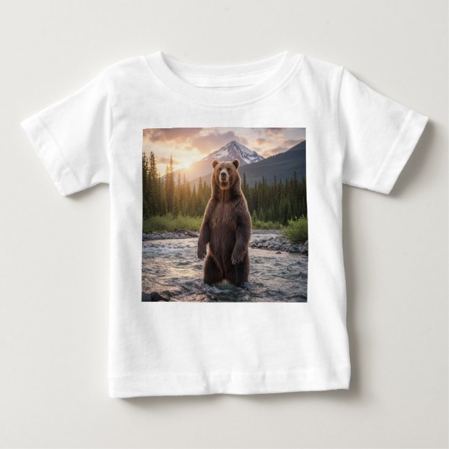 Camiseta De Bebé Oso lindo en las montañas Camiseta bebé (Anverso)
