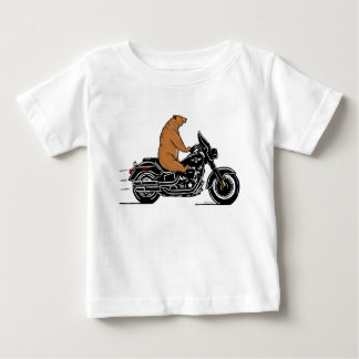 Camiseta De Bebé Oso marrón caprichoso conduciendo una motocicleta