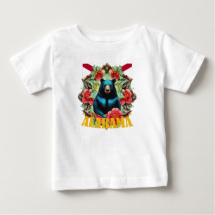 Camiseta De Bebé Oso Negro, Camelia E Hydrangea Estado de Alabama