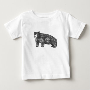 Camiseta De Bebé Oso negro de madera artificial