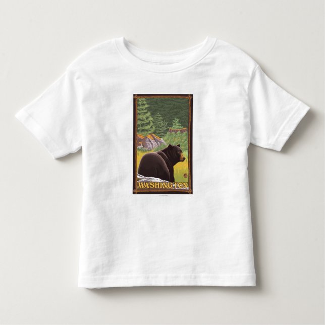 Camiseta De Bebé Oso negro en el bosque - Washington (Anverso)