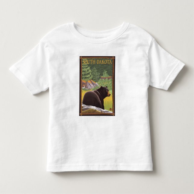 Camiseta De Bebé Oso negro en ForestSouth Dakota (Anverso)