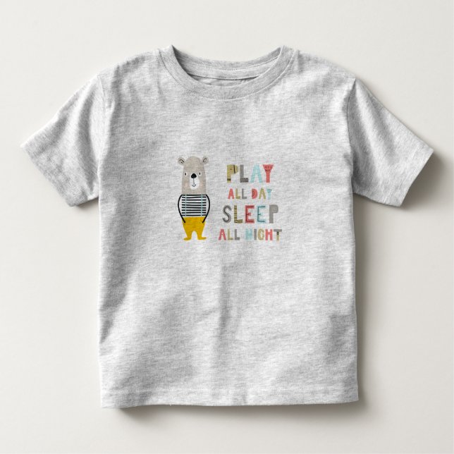 Camiseta De Bebé Oso Niño Lindo Juega Todo el Día  (Anverso)