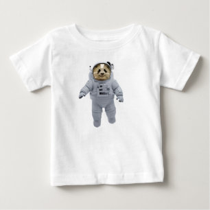 Camiseta De Bebé Oso Panda Astronaut Flotando en Estación Espacial