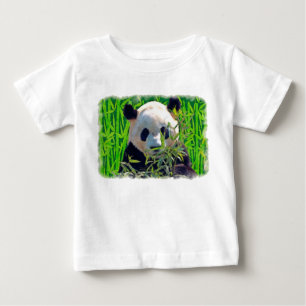 Camiseta De Bebé Oso panda lindo con hojas de bambú sabrosas