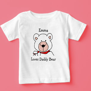 Camiseta De Bebé Oso Papá Amoroso de Negro y Blanco