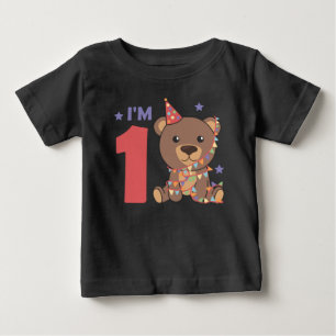 Camiseta De Bebé Oso para el primer cumpleaños para niños de 1 año 