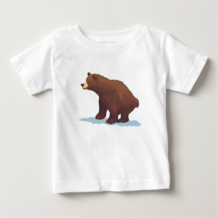 Camiseta De Bebé Oso pardo caminando sobre la nieve