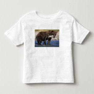Camiseta De Bebé Oso pardo, oso grizzly, con captura de salmón,