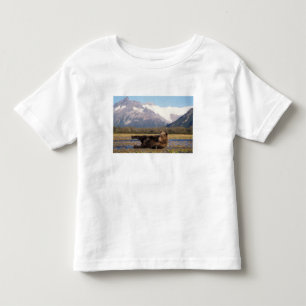 Camiseta De Bebé Oso pardo, oso grizzly estirándose de espaldas