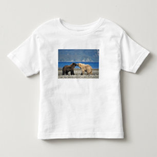 Camiseta De Bebé Oso pardo, oso grizzly, jugar en la playa,