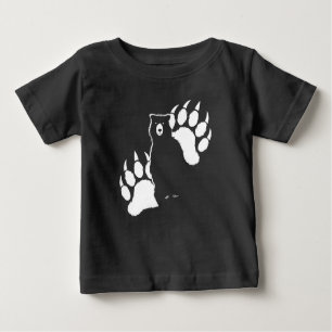 Camiseta De Bebé Oso pardo y huellas Diseño gráfico