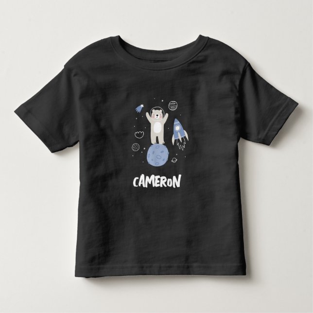 Camiseta De Bebé Oso Personalizado lindo en el espacio (Anverso)