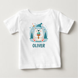 Camiseta De Bebé Oso Polar Adorable Relajándose con Helado