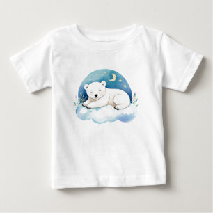 Camiseta De Bebé Oso polar bebé lindo en la luna -