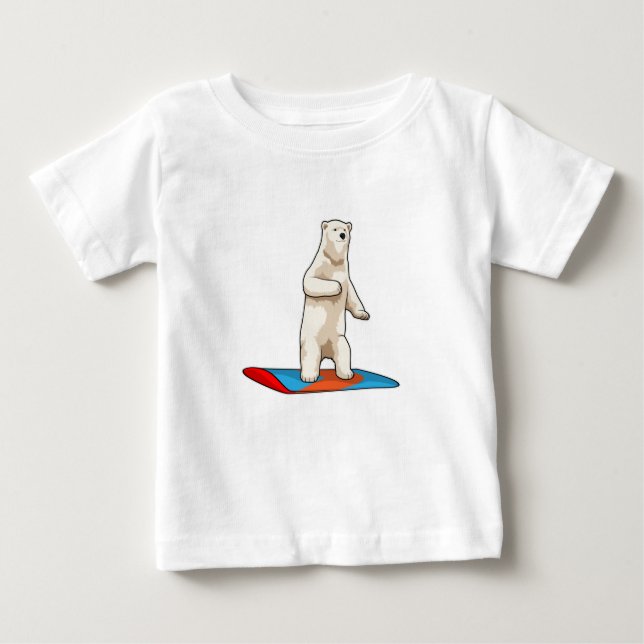 Camiseta De Bebé Oso polar como snowboard con Snowboard (Anverso)